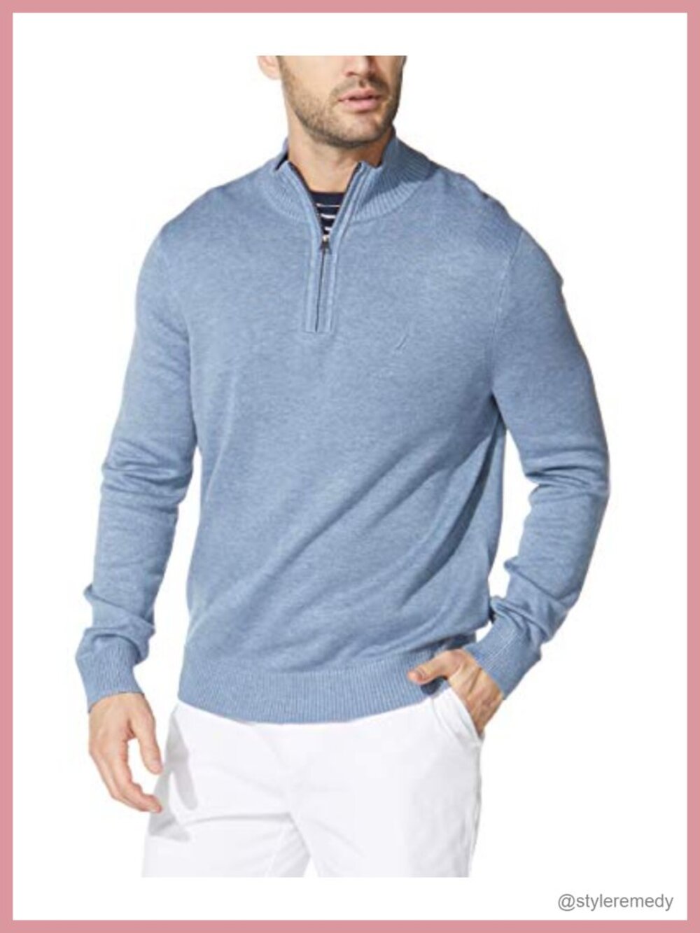 Quarter-Zip Long Sleeve Knit Sweater Pullover Classic Fit